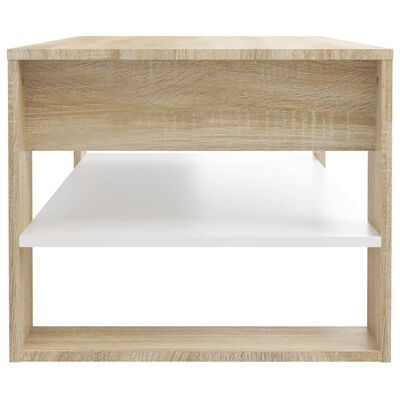 vidaXL Table basse blanc et chêne sonoma 102x55x45cm bois d'ingénierie