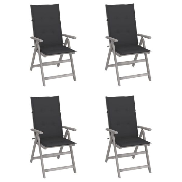 vidaXL Chaises inclinables de jardin lot de 4 et coussins Bois acacia