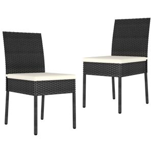 vidaXL Chaises &agrave; manger de jardin lot de 2 R&eacute;sine tress&eacute;e Noir