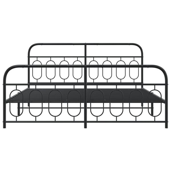vidaXL Cadre de lit métal sans matelas avec pied de lit noir 193x203cm