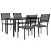 vidaXL Ensemble &agrave; manger de jardin 5 pcs noir textil&egrave;ne et acier