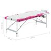 vidaXL Table de massage pliable 3 zones Aluminium Blanc et rose