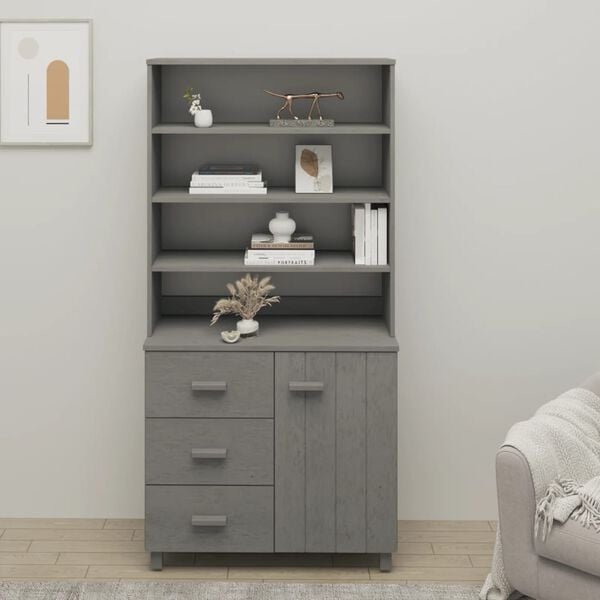 vidaXL Buffet HAMAR Bois massif de pin Gris clair