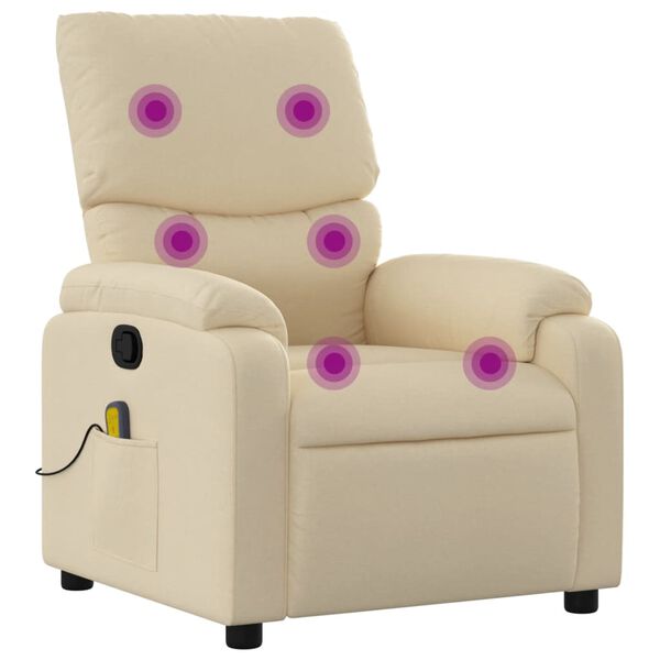 vidaXL Fauteuil de massage inclinable crème tissu