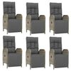 vidaXL Ensemble &agrave; manger jardin et coussins 7 pcs gris rotin