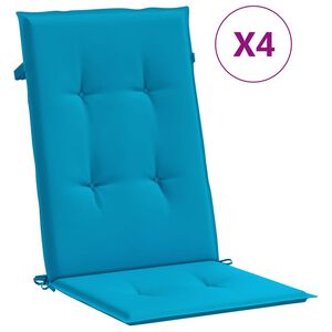 vidaXL Coussins de chaise de jardin &agrave; dossier haut lot de 4 bleu tissu