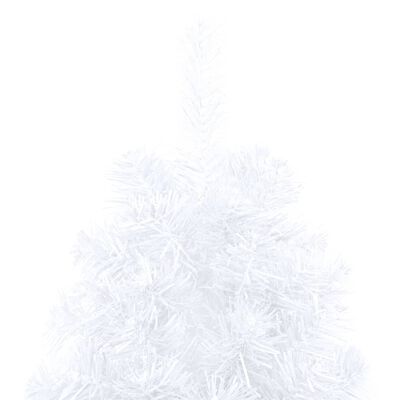 vidaXL Demi-arbre de Noël artificiel pré-éclairé et boules blanc 210cm