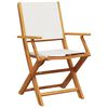 vidaXL Chaises de jardin lot de 2 blanc cr&egrave;me bois acacia massif tissu