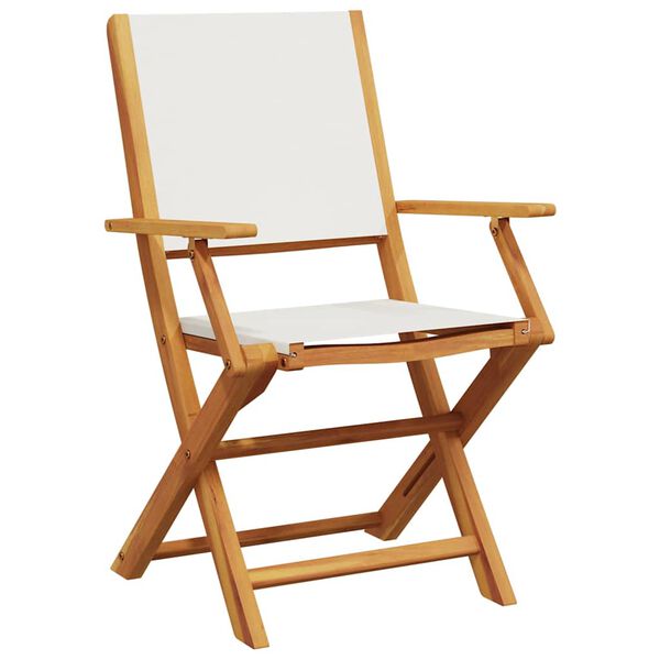 vidaXL Chaises de jardin lot de 2 blanc cr&egrave;me bois acacia massif tissu