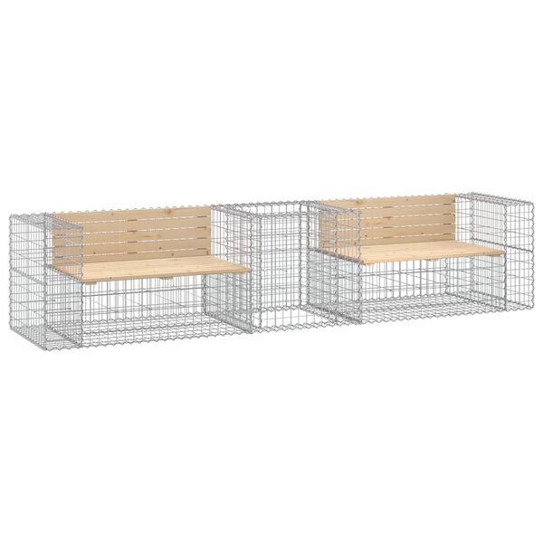 vidaXL Banc de jardin avec panier en gabion bois massif de pin
