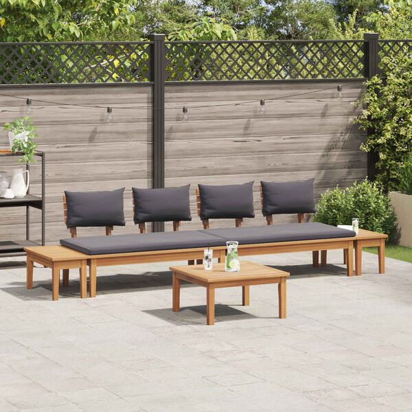 vidaXL Ensemble de canap&eacute; de jardin 5 pcs Marron et gris