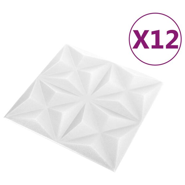 vidaXL Panneaux muraux 3D 12 pcs 50x50 cm blanc origami 3 m²