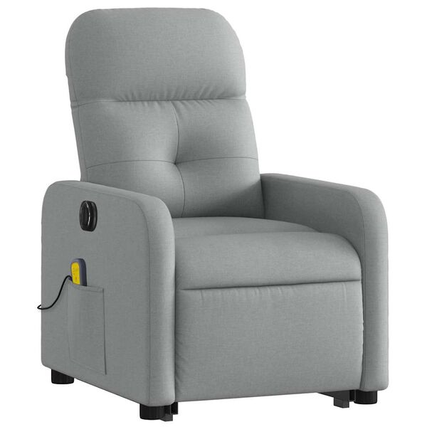 vidaXL Fauteuil inclinable de massage &eacute;lectrique gris clair tissu