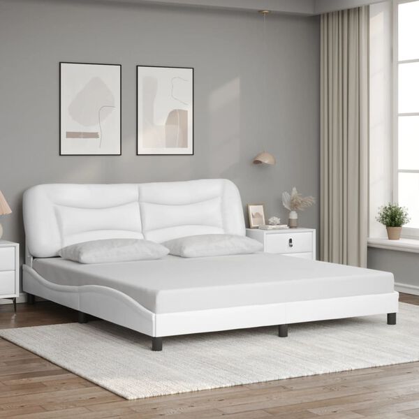 vidaXL Cadre de lit sans matelas Hvar blanc 193x203 cm similicuir
