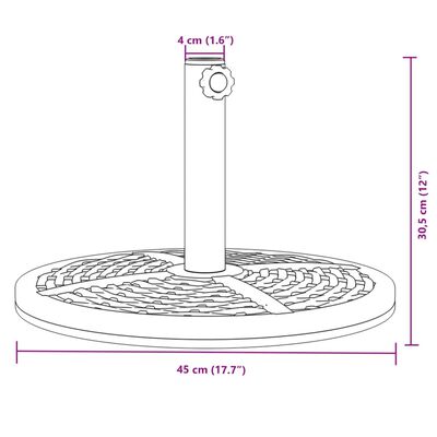 vidaXL Base de parasol pour mâts Ø38 / 48 mm 12 kg rond