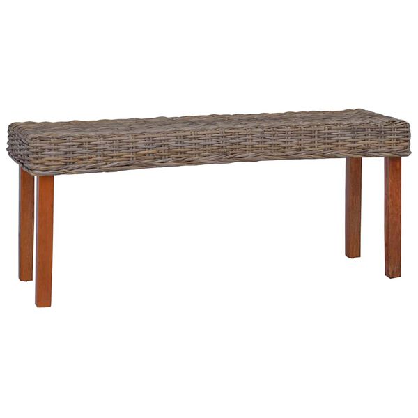 vidaXL Banc 110 cm Rotin naturel kubu et bois d'acajou massif