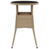 vidaXL Table de jardin &Oslash;60x75 cm Verre tremp&eacute;/r&eacute;sine tress&eacute;e Beige