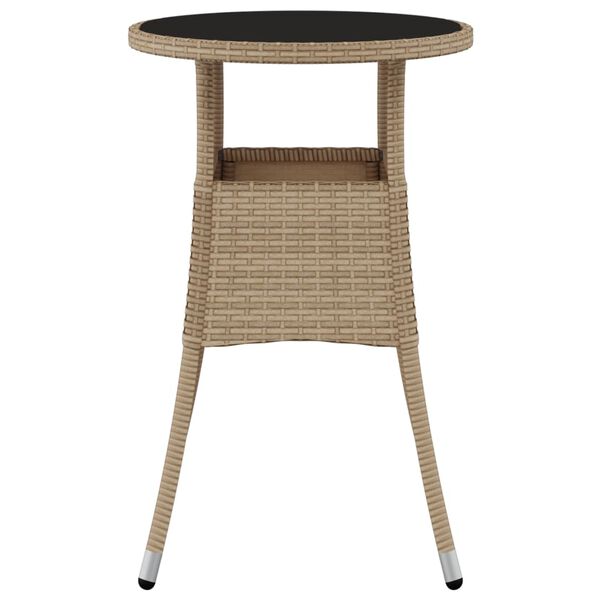 vidaXL Table de jardin &Oslash;60x75 cm Verre tremp&eacute;/r&eacute;sine tress&eacute;e Beige