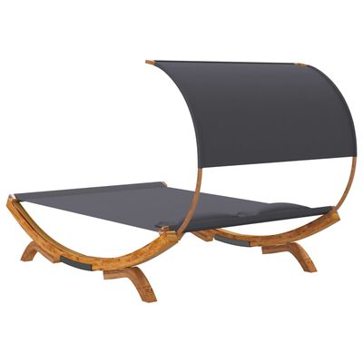 vidaXL Lit repos et auvent 165x203x126 cm Bois courbé Anthracite