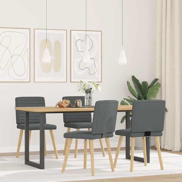 vidaXL Chaises &agrave; manger lot de 4 gris fonc&eacute; tissu
