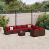 vidaXL Salon de jardin 10 pcs avec coussins marron r&eacute;sine tress&eacute;e