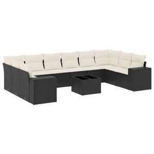 vidaXL Salon de jardin 11 pcs avec coussins noir r&eacute;sine tress&eacute;e