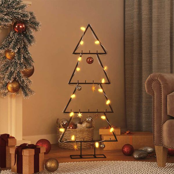 vidaXL Arbre de No&euml;l en m&eacute;tal pour d&eacute;coration noir 125 cm