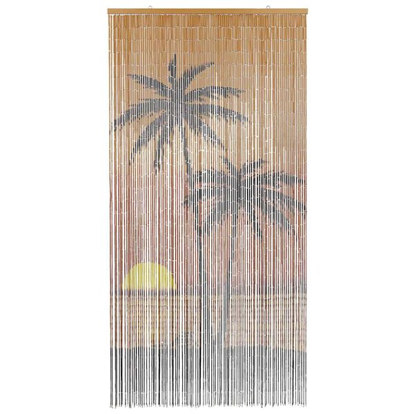 VidaXL Rideau anti-insectes imprim&eacute; palmier 90x220 cm bambou