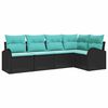 vidaXL Ensemble de canap&eacute; de jardin 5 pcs Noir et turquoise polyrotin