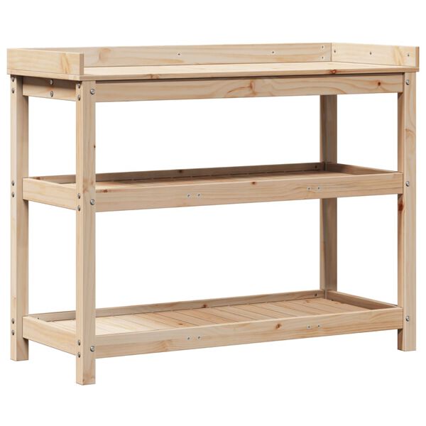 vidaXL Table de rempotage avec &eacute;tag&egrave;res 108x45x86,5 cm bois massif pin