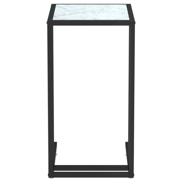 vidaXL Table d'appoint ordinateur Marbre blanc 50x35x65cm Verre trempé