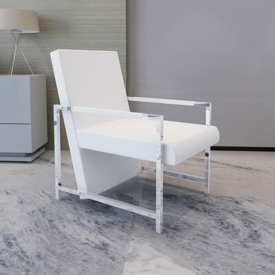 vidaXL Fauteuil cabriolet blanc similicuir