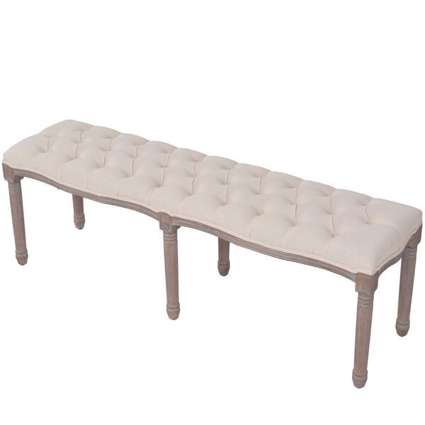 vidaXL Banc Lin Bois massif 150 x 40 x 48 cm Blanc cr&egrave;me