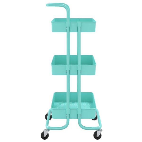 vidaXL Chariot de cuisine 3 niveaux Turquoise 42x35x85 cm Fer et ABS