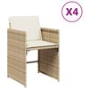 vidaXL Chaises de jardin avec coussins lot de 4 beige r&eacute;sine tress&eacute;e