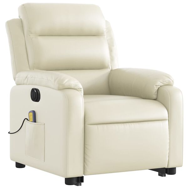 vidaXL Fauteuil inclinable de massage &eacute;lectrique cr&egrave;me similicuir