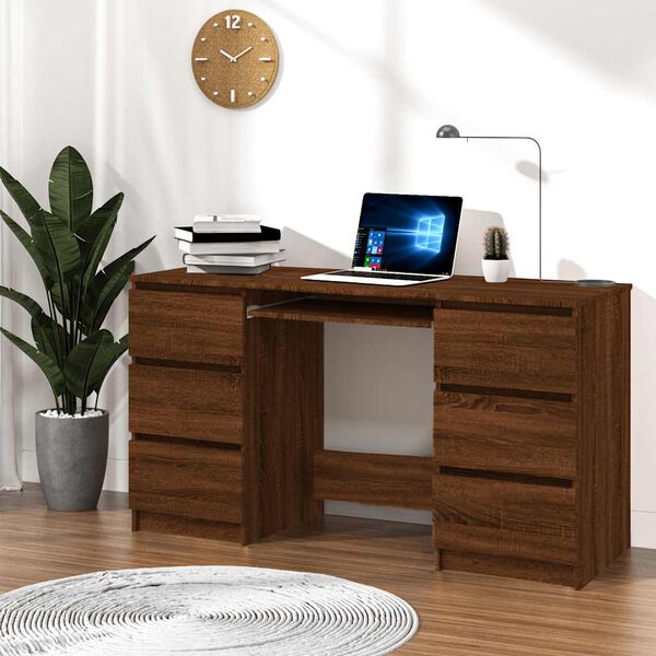 vidaXL Bureau Ch&ecirc;ne marron 140x50x77 cm Bois d'ing&eacute;nierie
