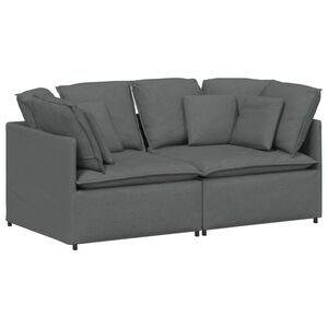 vidaXL Canap&eacute; modulaire avec coussins en tissu gris fonc&eacute;