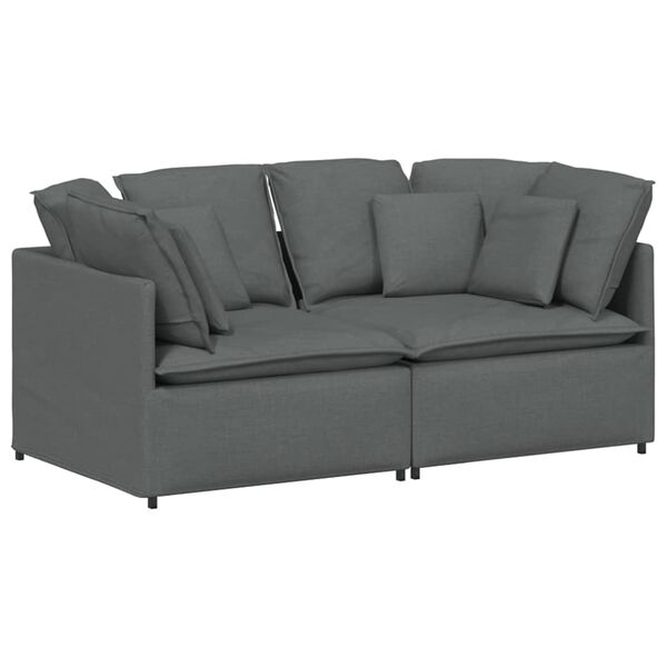 vidaXL Canap&eacute; modulaire avec coussins en tissu gris fonc&eacute;