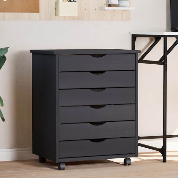 vidaXL Armoire roulante avec tiroirs MOSS gris bois de pin solide