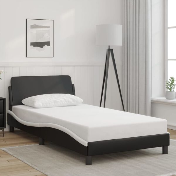 vidaXL Cadre de lit Dover noir blanc 100x190 cm similicuir