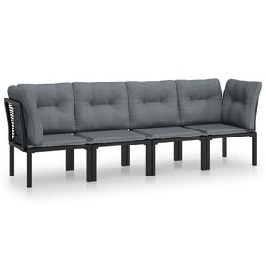 vidaXL Salon de jardin 4 pcs noir et gris r&eacute;sine tress&eacute;e