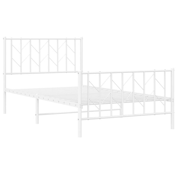 vidaXL Cadre de lit m&eacute;tal sans matelas et pied de lit blanc 100x200 cm