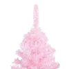 vidaXL Sapin de No&euml;l artificiel pr&eacute;-&eacute;clair&eacute; et support rose 240 cm PVC