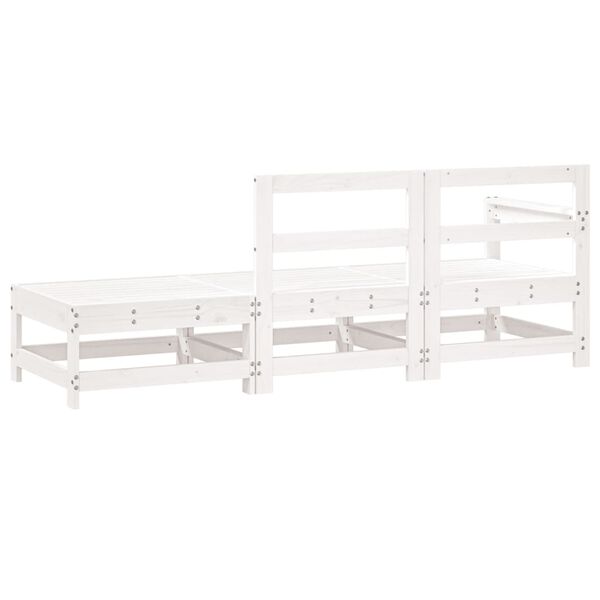 vidaXL Salon de jardin 3 pcs blanc bois massif de pin