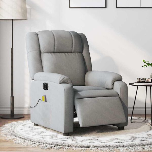 vidaXL Fauteuil inclinable de massage &eacute;lectrique gris clair tissu