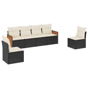 vidaXL Salon de jardin 6 pcs avec coussins noir r&eacute;sine tress&eacute;e