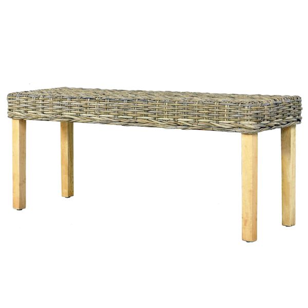 vidaXL Banc 110 cm Rotin naturel kubu et bois d'acajou massif