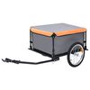 vidaXL Remorque de v&eacute;lo gris et orange 65 kg