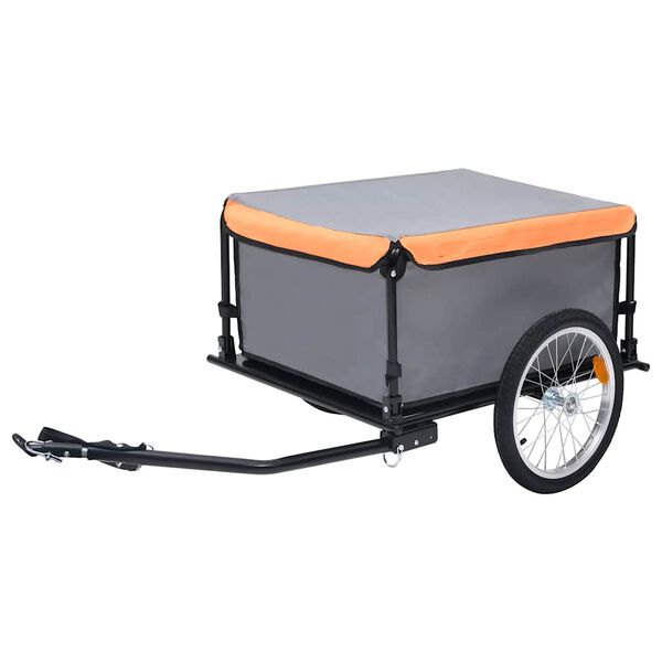 vidaXL Remorque de v&eacute;lo gris et orange 65 kg